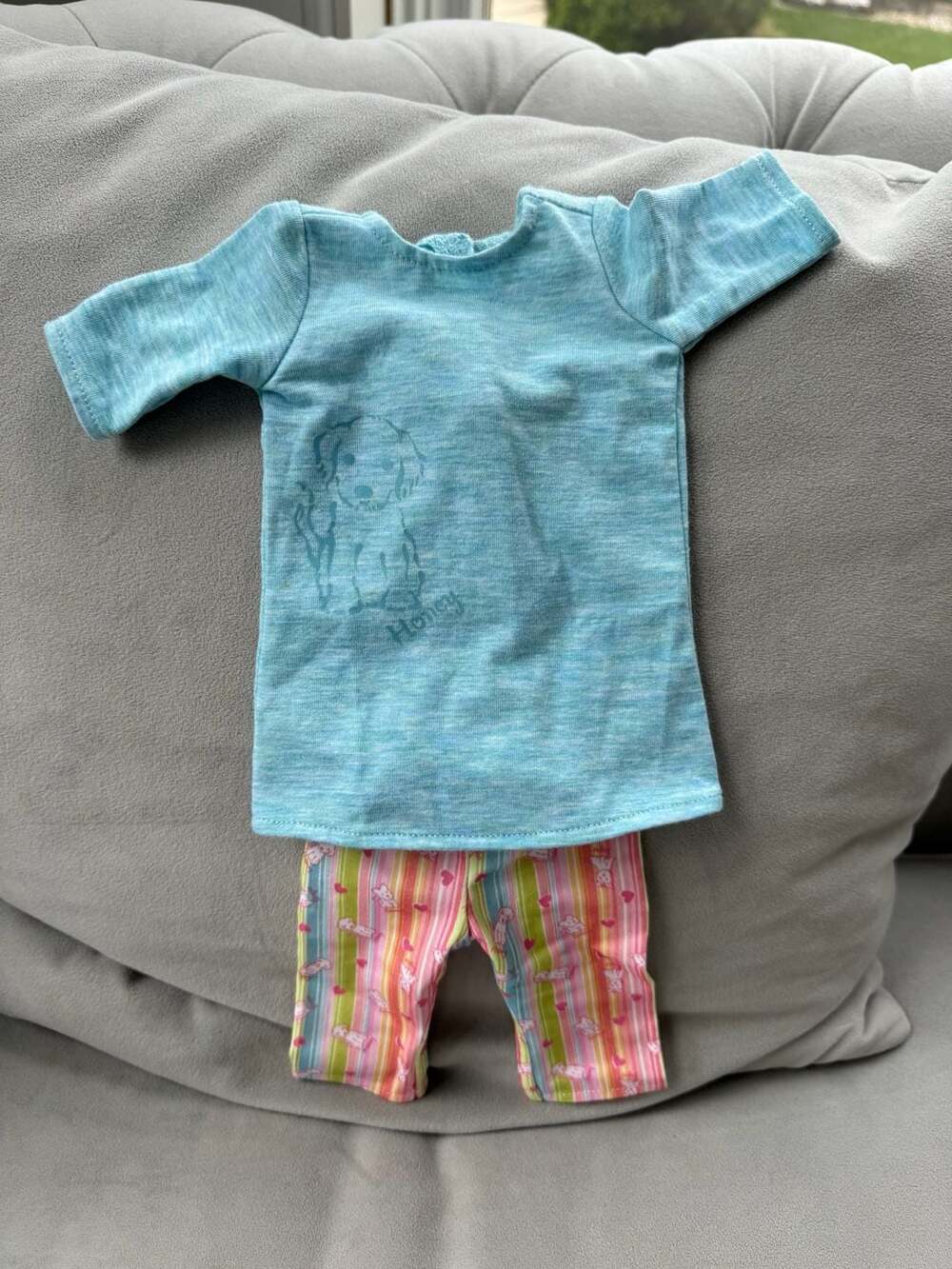 American Girl Honey Dog Pajamas Shirt and Striped Pants for 18-inch Dolls